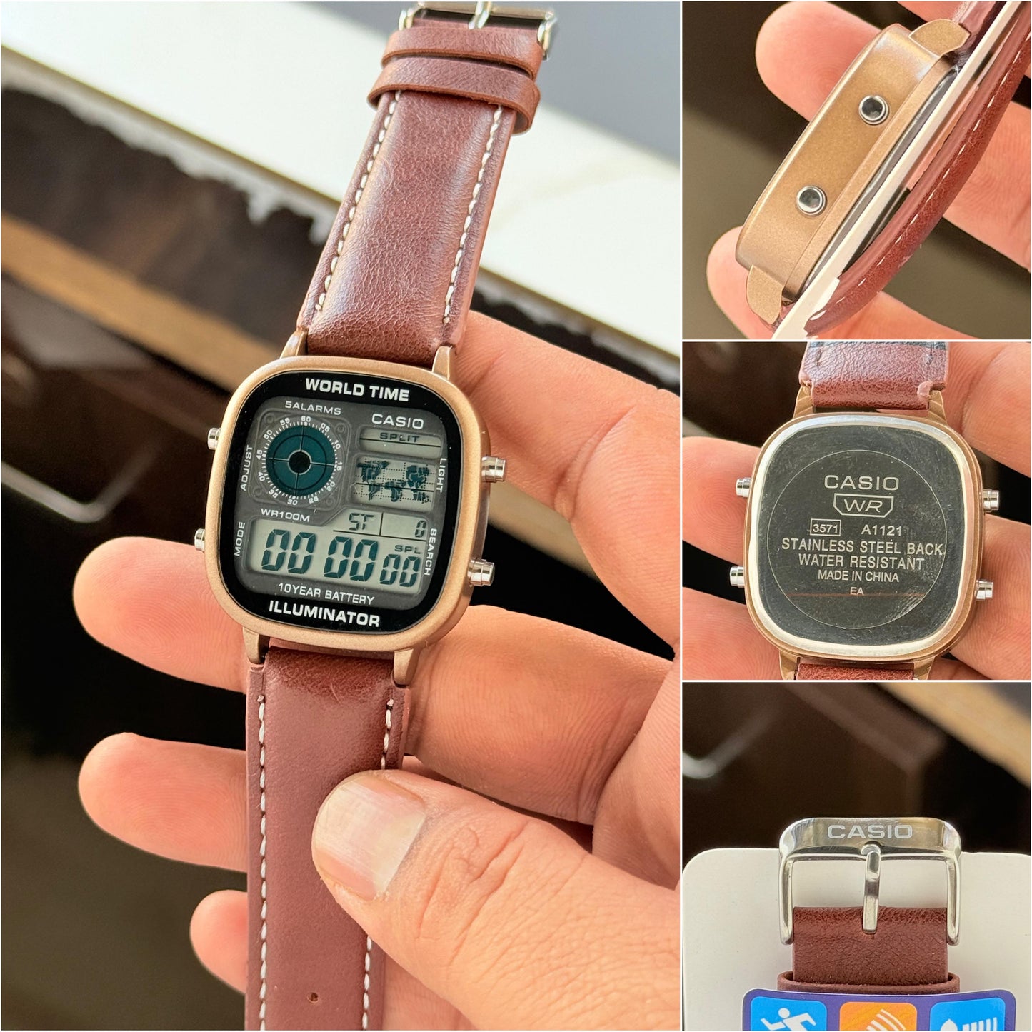 Casio Vintage Analog-Digital Leather Strap Watch
