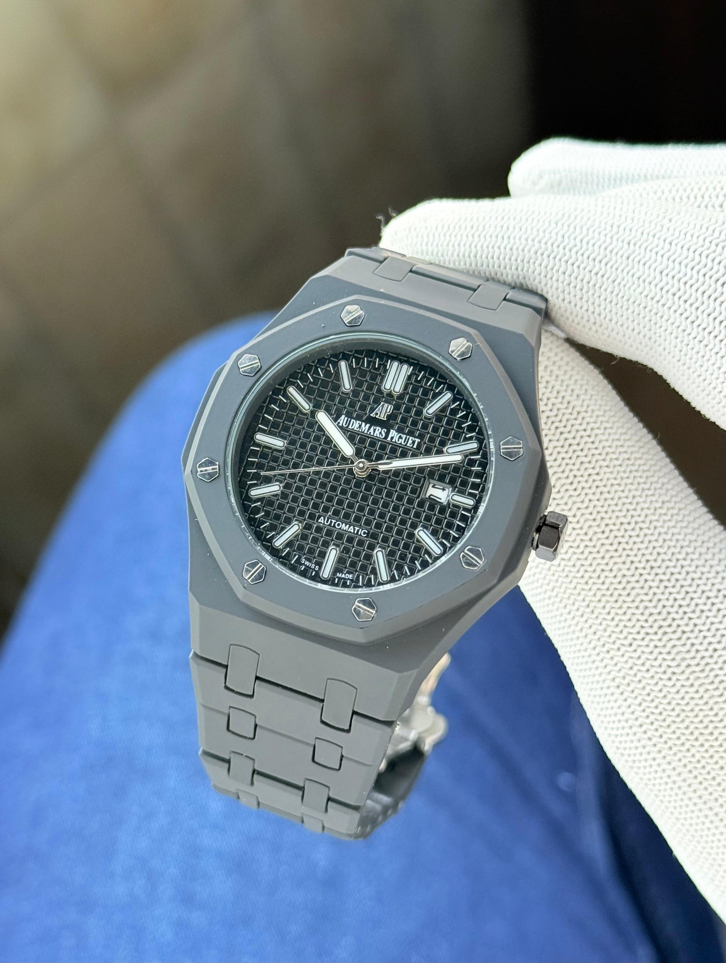 Audemars Piguet Royal Oak Black Strap Watch