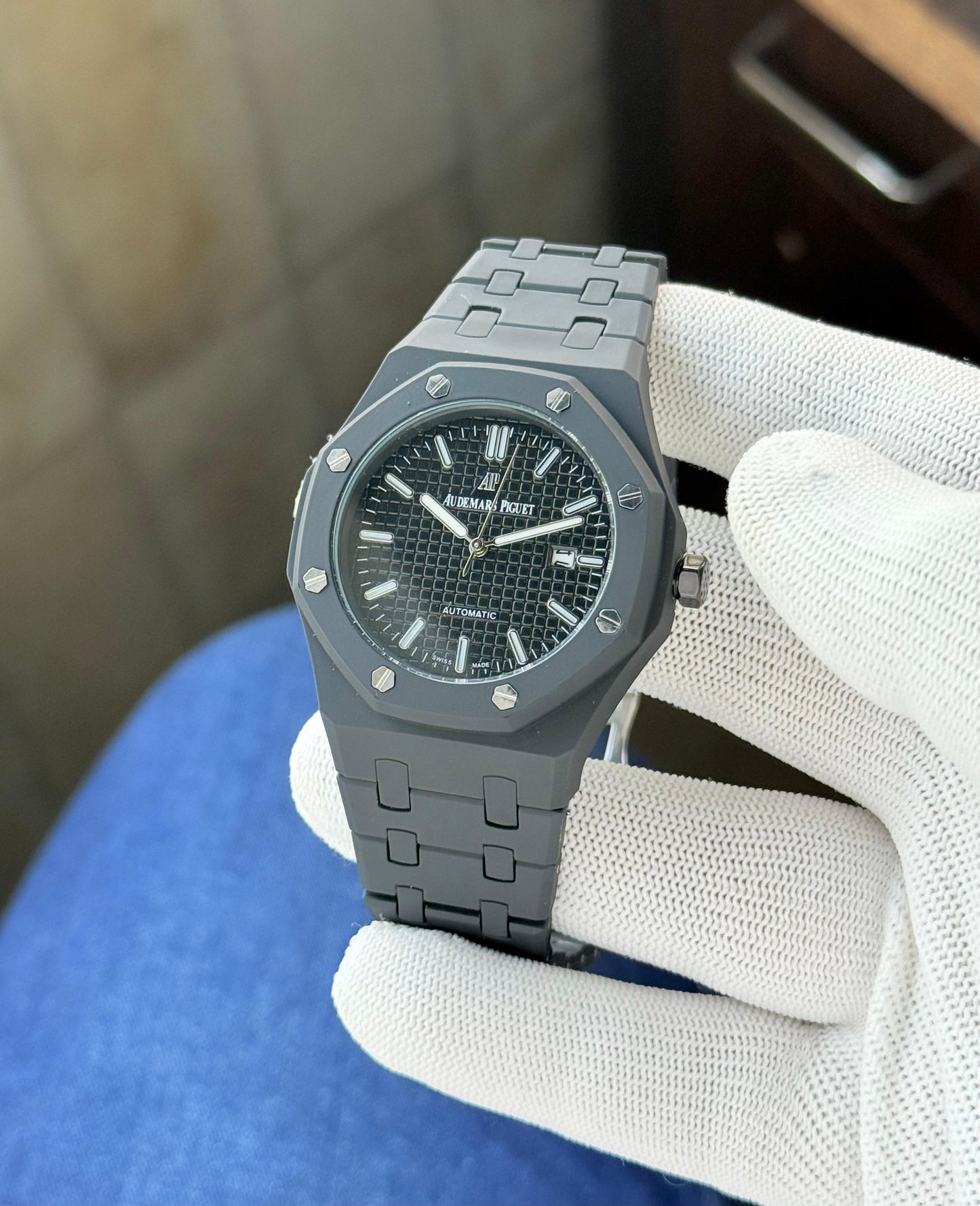 Audemars Piguet Royal Oak Black Strap Watch