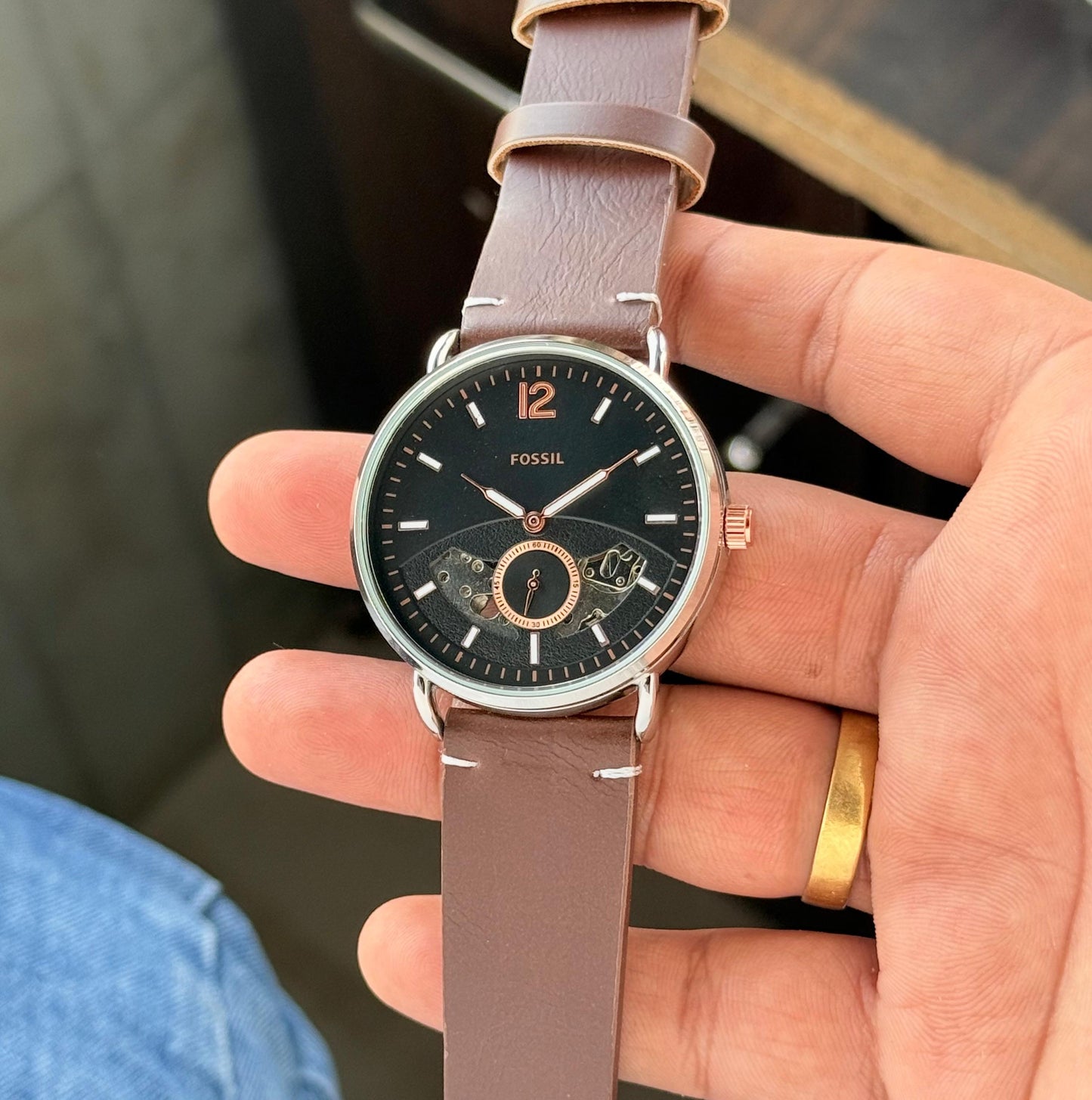 Fossil Commuter Automatic Skeleton Watch for Men