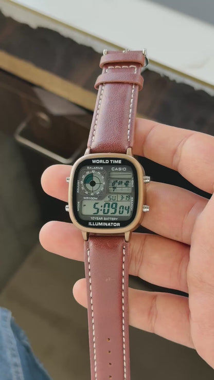Casio Vintage Analog-Digital Leather Strap Watch